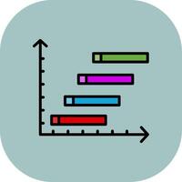 Horizontal Bars showing Progress Line Filled Curve Icon vector