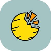Destroyed Planet Line Filled Curve Icon vector