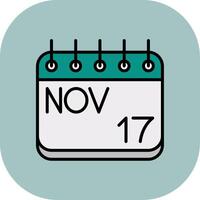 November Line Filled Curve Icon vector