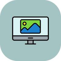 Monitor Line Filled Curve Icon vector