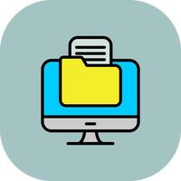 File Line Filled Curve Icon vector