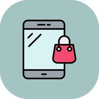 Online Shopping Line Filled Curve Icon vector