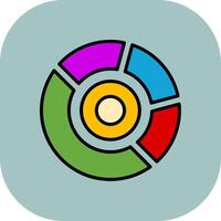Marked Donut Chart Line Filled Curve Icon vector