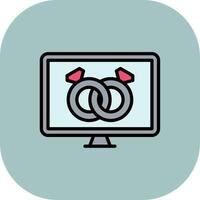 Online Booking Line Filled Curve Icon vector