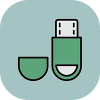 Usb Drive Line Filled Curve Icon vector