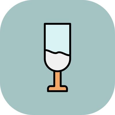 White Wine Line Filled Curve Icon