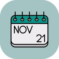 November Line Filled Curve Icon vector