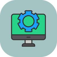 Gear Line Filled Curve Icon vector