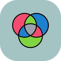Venn Diagram Line Filled Curve Icon vector