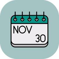 November Line Filled Curve Icon vector