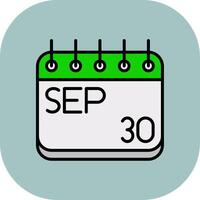 September Line Filled Curve Icon vector