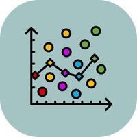 Scatter Graph Line Filled Curve Icon vector