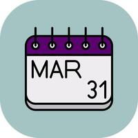 March Line Filled Curve Icon vector