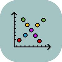 Scatter Plot Line Filled Curve Icon vector