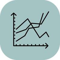 Stacked Graph Line Filled Curve Icon vector
