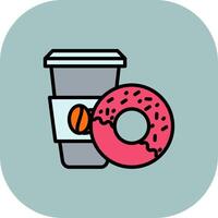 Coffee And Donut Line Filled Curve Icon vector