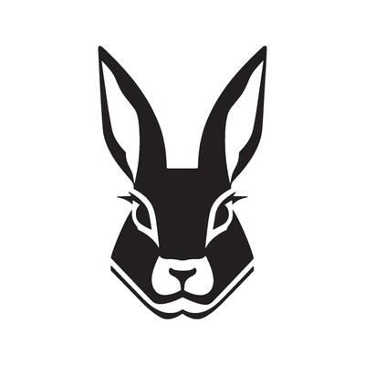 Rabbit Head Cartoon Illustration on White background