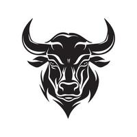 Black Bull Head Icon with White Background vector