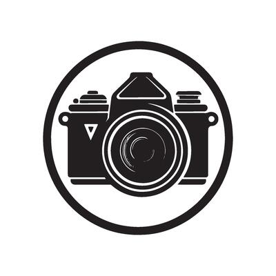 illustration icon of dslr camera with white background