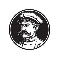 Modern men Chef with cooking hat in silhouette illustration on a white background vector