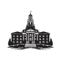 Stylized School Building Icon with Clean White Background vector