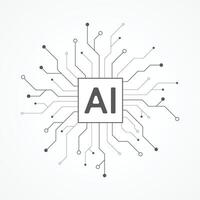 Artificial intelligence circuit line style. Machine learning design. Smart network digital technology vector
