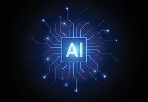 Artificial intelligence chipset on circuit board in futuristic concept technology artwork for web, banner, card, cover vector