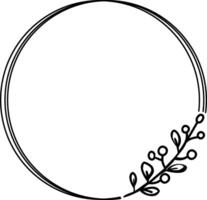 Minimalist Round Frame With Leaf. Elegant Botanical Element For Eco Friendly Logo, Badge, Monogram, Creative Template, Nature Inspired Project, Emblem, Label, Decorative Border. illustration vector