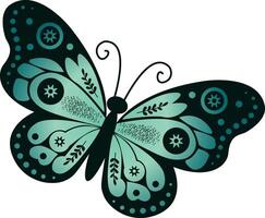 Bright, Trendy, Stylish Fresh Green Butterfly Illustration in Flat Style for Graphic Design, Card, Scrapbook Element, Decorative Project, Planner, Prontable Design. illustration vector