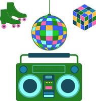 Classic 1980s And 1990s Pop Culture Elements. Hand Drawn Y2K Illustration In Modern Style Flat And Line Style. illustration vector