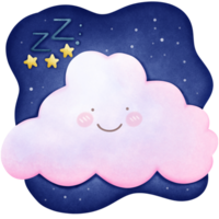 good night with cloud smile and star on blue sky png