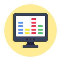 A flat design icon of monitor vector