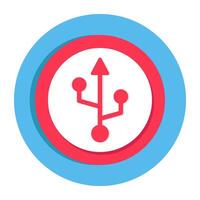A colored design icon of usb arrow vector