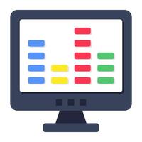 A flat design icon of monitor vector