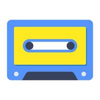 A flat design icon of cassette vector