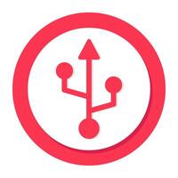 A colored design icon of usb arrow vector