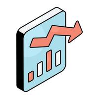 A colored design icon of bar graph vector