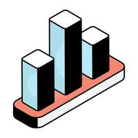 A flat design icon of bar graph vector