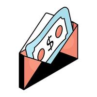 A flat design icon of money envelope vector
