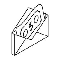 A flat design icon of money envelope vector