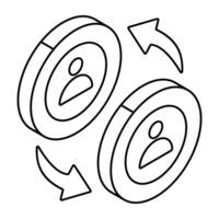 A flat design icon of user Exchange vector
