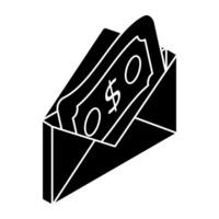 A flat design icon of money envelope vector