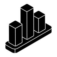 A flat design icon of bar graph vector