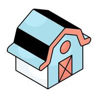 Editable design icon of farmhouse vector