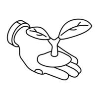 Leaf on hand, concept of eco care vector