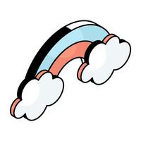 An eye catching icon of rainbow, flat style vector
