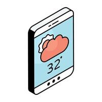 Mobile weather app icon in premium style vector
