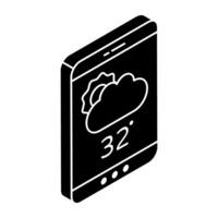 Mobile weather app icon in premium style vector
