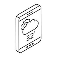 Mobile weather app icon in premium style vector