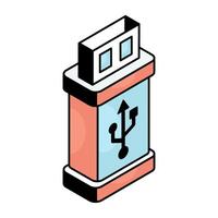 A flat design icon of usb vector